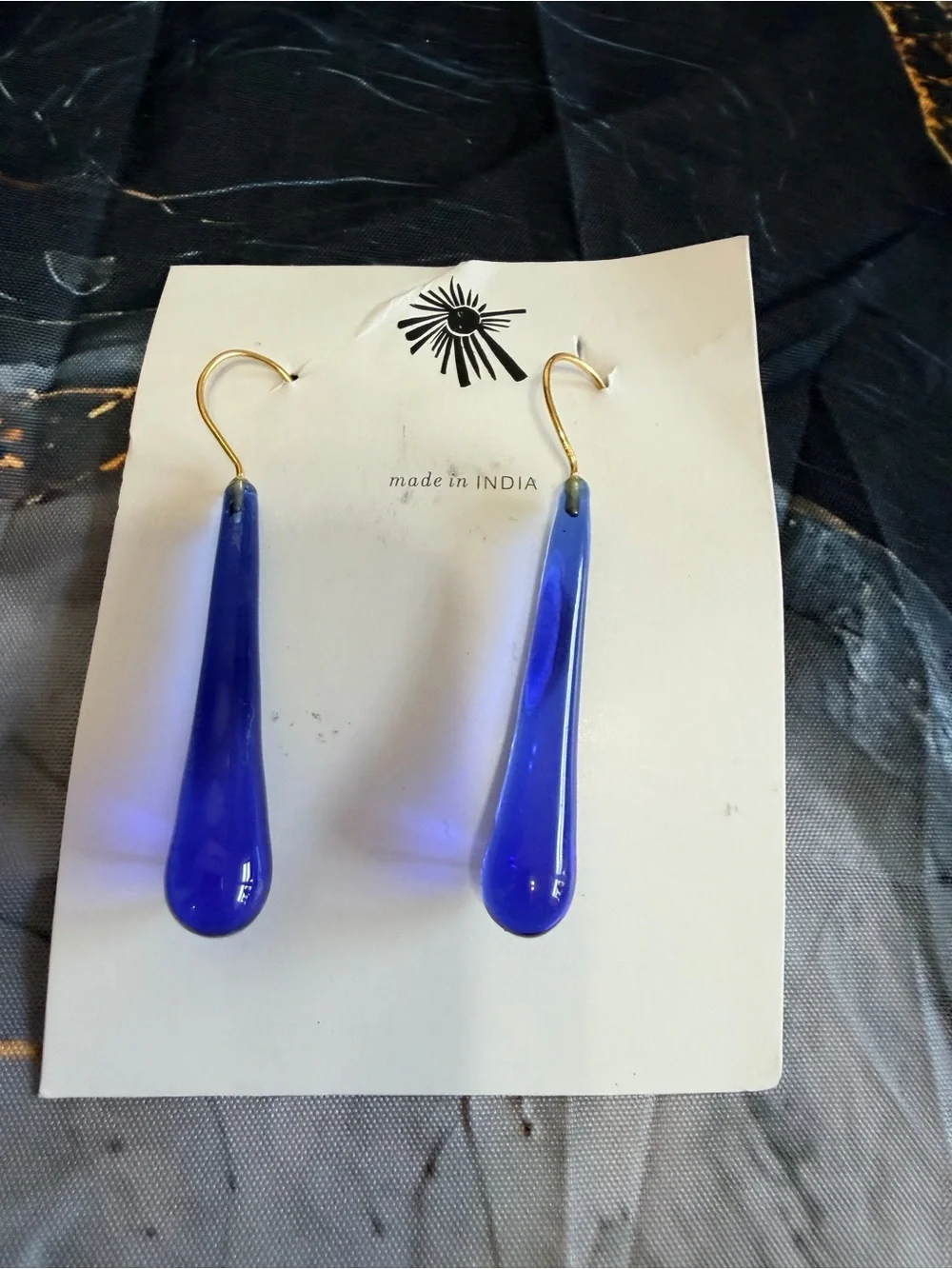 Noonday Collection retired blue cobalt drop earrings NWT!